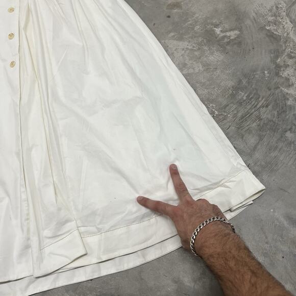 Maeve By Anthropologie Women White Short Sleeve Front Slit Poplin Shirt Dress 12 - Picture 7 of 10